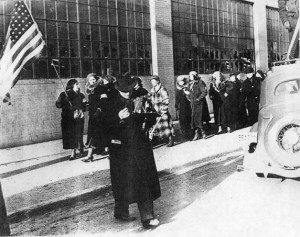 Women's Emergency Brigade, Flint Sit-Down strikes, 1937.  http://www.reuther.wayne.edu/node/3127