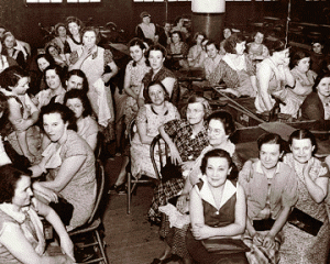 Women during sit-down strike at the Mozier Cressman Cigar Company, 1937.  http://blogs.detroitnews.com/history/2000/02/17/up-in-smoke-cigar-making-in-detroit/